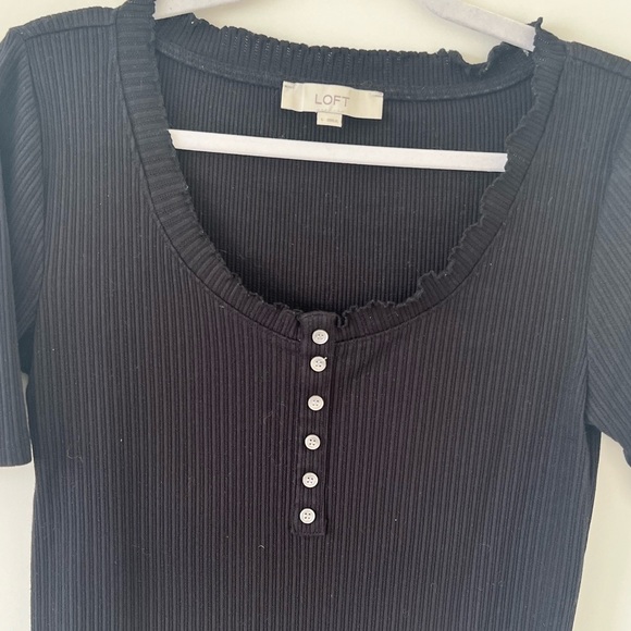 Loft Ribbed Henley Top - Picture 2 of 4